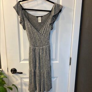 Caution To The Wind Black and White Striped Midi Dress